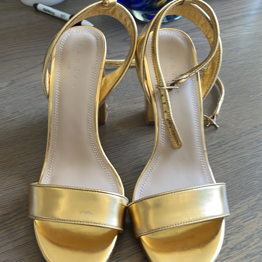 Sandro gold metallic ladies high heels - Picture 2 of 5